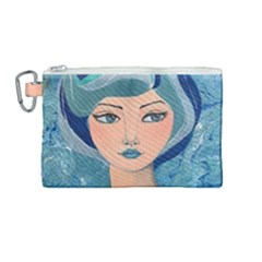 Blue Girl Canvas Cosmetic Bag (medium) by CKArtCreations