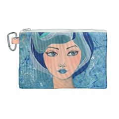 Blue Girl Canvas Cosmetic Bag (large) by CKArtCreations