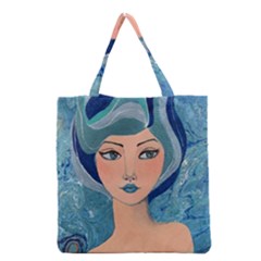 Blue Girl Grocery Tote Bag by CKArtCreations