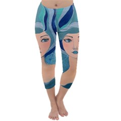 Blue Girl Capri Winter Leggings  by CKArtCreations