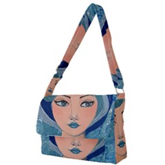 Blue Girl Full Print Messenger Bag by CKArtCreations