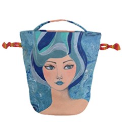 Blue Girl Drawstring Bucket Bag by CKArtCreations