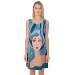 Blue Girl Sleeveless Satin Nightdress by CKArtCreations