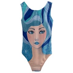 Blue Girl Kids  Cut-out Back One Piece Swimsuit by CKArtCreations