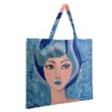 Blue Girl Zipper Large Tote Bag View2