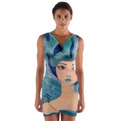 Blue Girl Wrap Front Bodycon Dress by CKArtCreations