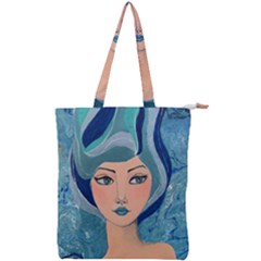 Blue Girl Double Zip Up Tote Bag by CKArtCreations