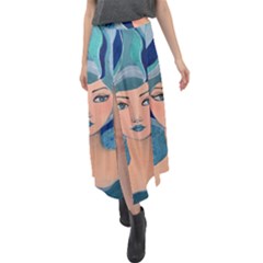 Blue Girl Velour Split Maxi Skirt by CKArtCreations