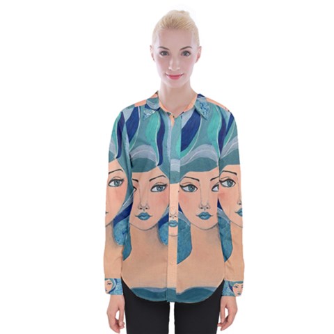 Blue Girl Womens Long Sleeve Shirt by CKArtCreations