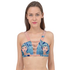 Blue Girl Cage Up Bikini Top