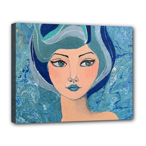 Blue Girl Canvas 14  X 11  (stretched) by CKArtCreations