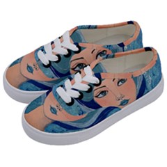 Blue Girl Kids  Classic Low Top Sneakers by CKArtCreations