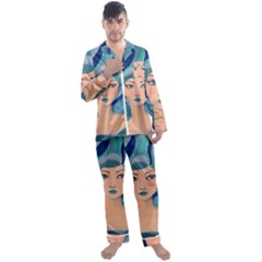 Blue Girl Men s Satin Pajamas Long Pants Set by CKArtCreations