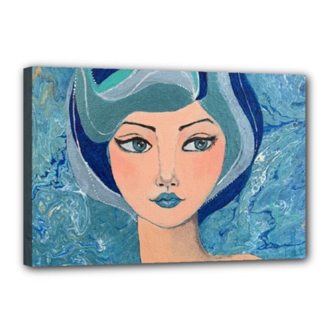 Blue Girl Canvas 18  X 12  (stretched) by CKArtCreations