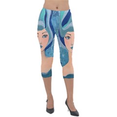 Blue Girl Lightweight Velour Capri Leggings  by CKArtCreations