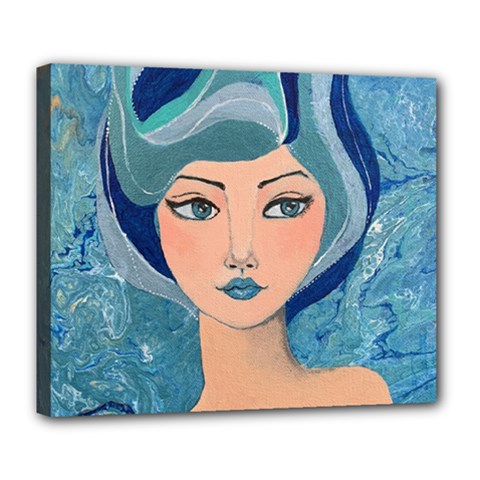 Blue Girl Deluxe Canvas 24  X 20  (stretched) by CKArtCreations