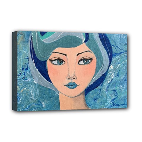 Blue Girl Deluxe Canvas 18  X 12  (stretched) by CKArtCreations