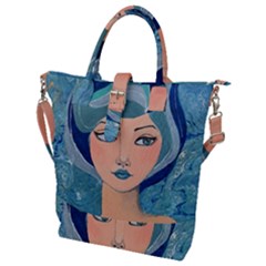 Blue Girl Buckle Top Tote Bag by CKArtCreations