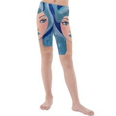 Blue Girl Kids  Mid Length Swim Shorts by CKArtCreations