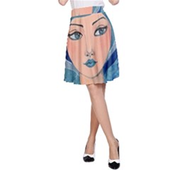 Blue Girl A-line Skirt by CKArtCreations