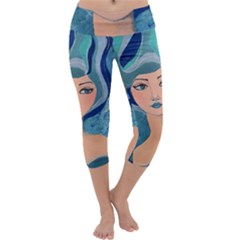 Blue Girl Capri Yoga Leggings by CKArtCreations