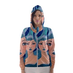 Blue Girl Women s Hooded Windbreaker by CKArtCreations