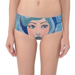 Blue Girl Mid-waist Bikini Bottoms by CKArtCreations