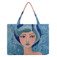 Blue Girl Zipper Medium Tote Bag by CKArtCreations