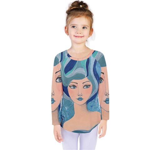 Blue Girl Kids  Long Sleeve Tee by CKArtCreations