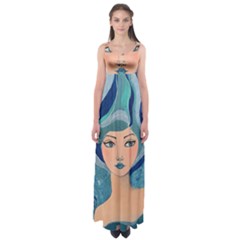 Blue Girl Empire Waist Maxi Dress by CKArtCreations