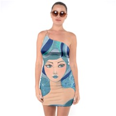 Blue Girl One Soulder Bodycon Dress by CKArtCreations