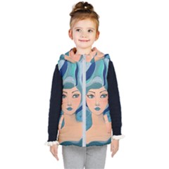 Blue Girl Kids  Hooded Puffer Vest by CKArtCreations