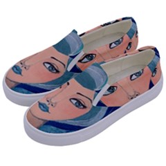 Blue Girl Kids  Canvas Slip Ons by CKArtCreations