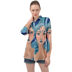 Blue Girl Long Sleeve Satin Shirt