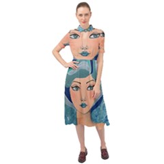 Blue Girl Keyhole Neckline Chiffon Dress by CKArtCreations