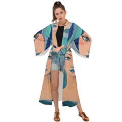 Blue Girl Maxi Kimono by CKArtCreations