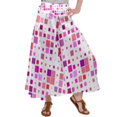 Background Square Pattern Colorful Satin Palazzo Pants by Simbadda