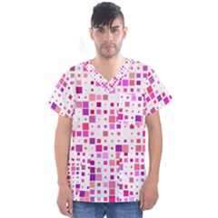 Background Square Pattern Colorful Men s V-neck Scrub Top