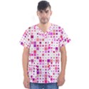 Background Square Pattern Colorful Men s V-Neck Scrub Top View1