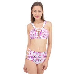 Background Square Pattern Colorful Cage Up Bikini Set by Simbadda