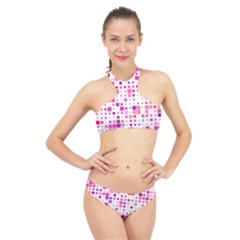 Background Square Pattern Colorful High Neck Bikini Set by Simbadda