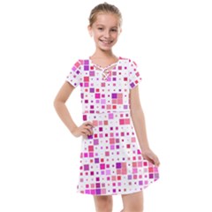 Background Square Pattern Colorful Kids  Cross Web Dress