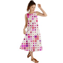 Background Square Pattern Colorful Summer Maxi Dress