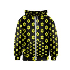 Pattern Yellow Stars Black Background Kids  Zipper Hoodie by Simbadda