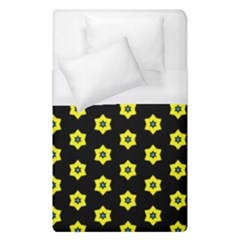 Pattern Yellow Stars Black Background Duvet Cover (single Size) by Simbadda