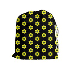 Pattern Yellow Stars Black Background Drawstring Pouch (xl) by Simbadda