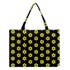 Pattern Yellow Stars Black Background Medium Tote Bag by Simbadda