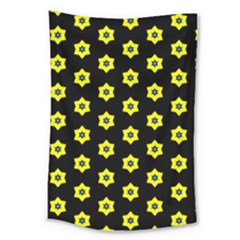 Pattern Yellow Stars Black Background Large Tapestry by Simbadda