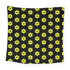 Pattern Yellow Stars Black Background Square Tapestry (large) by Simbadda