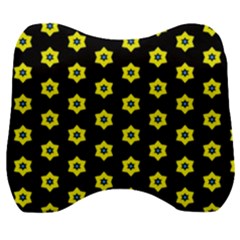 Pattern Yellow Stars Black Background Velour Head Support Cushion by Simbadda